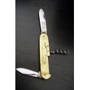 couteau coursolle laiton 90 mm 3 pièces lame inox avec tir bouchon et canif