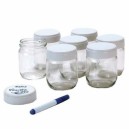 Jeu de 7 pots verre+couv.+feutre pour yaourtière