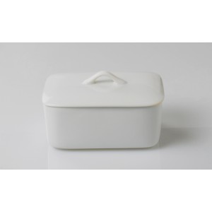 Tasse & Assiette : Beurrier rectangulaire avec couvercle en porcelaine