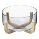 saladier verre arha diam. 24 cm avec support bois